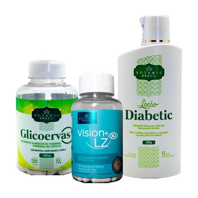 Kit Glicoervas + Vision Lz + Loção Diabetic - controle de glicemia, diabetes e saúde da sua visão