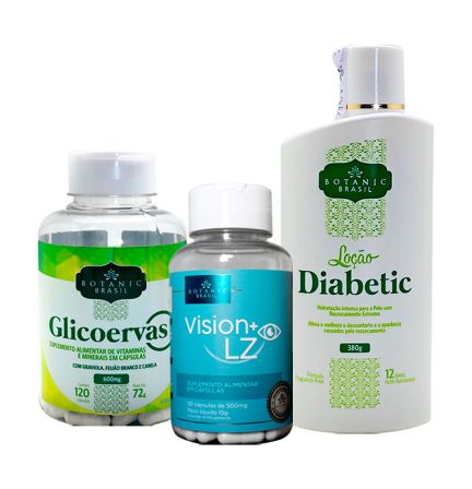 Kit Glicoervas + Vision Lz + Loção Diabetic - controle de glicemia, diabetes e saúde da sua visão